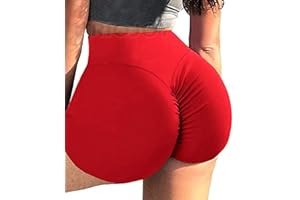 RIOJOY Women's Running Tight Shorts Scrunch Butt Lifting High Waist Gym Hot Pants