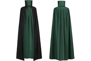 maxToonrain Mantello reversibile nero e verde per adulti, mantello per Pasqua, Halloween, Natale, costume in maschera da vampiro, strega, mago, gioco di ruolo (170 cm, colletto di supporto)