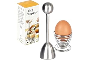 ORAGKE Eierköpfer Edelstahl Premium Set, Schneller Eieröffner & Eierbecher Edelstahl Spirale Spülmaschinenfest, Federeierbecher für Rohe & Gekochte Eier, Super Zeitsparend für perfekte Frühstückseier