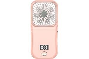 Kouric Ventilador de Mano Electrico,Mini Ventilador usb 5 Velocidades,Ventilador Portatil Mano Plegable 180°,Ventilador Portátil Recargable con Power Bank,Ventilador Mano de Mesa-Rosa