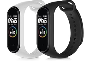 kwmobile Opaska sportowa kompatybilna z Xiaomi Mi Band 4 – opaska z termoplastycznego poliuretanu i silikonu, zestaw do monitorowania aktywności, 2 szt. biały + czarny
