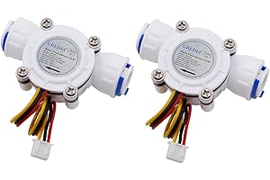 GREDIA 3/8" Quick Connect Water Flow Sensor Food-grade Switch Hall Effect Flowmeter Fluid Meter Counter 0.3-10L/min (Pack of 2）