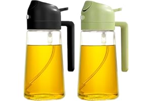 YARRAMATE 2 pièces Spray Huile Cuisine, 470 ml 2 en 1 Vaporisateur Huile d’Olive Avec Buse de Qualité Alimentaire, Flacon Distributeur d'Huile d'Olive pour Cuisine, Cuisine Accessoires (noir et vert)