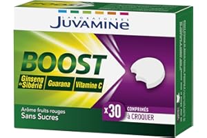 JUVAMINE - BOOST Vitamine C Ginseng & Guarana - 30 Comprimés à croquer Pour Réduire La Fatigue,Stress