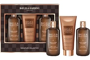 Baylis & Harding Black Pepper & Ginseng Men's Luxury Bathing Trio Gift Set - Vegan Friendly
