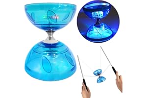 PAPI DADA LED Diabolo mit Kugellager - 4,5mm Diabolo Leuchtend im Dunkeln | Licht Diabolo für Kinder & Erwachsene, Anfänger & Profis | Diabolo Jonglier Set | Freilauf Zirkus Spielzeug für Indoor & Outdoor