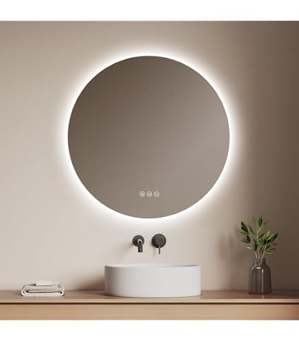 EMKE LED specchio da bagno rotondo diametro 50 cm Specchio da bagno a LED con illuminazione