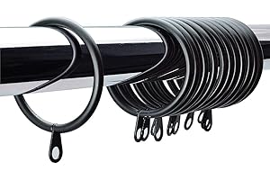 HOMEIMPROVE Black Curtain Pole Rings 40mm Strong Metal Curtains Hanging Ring with Sliding Eyelet Rings Hanging Ring Curtain Eyelet Ring Pack of 24.