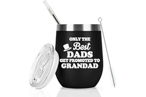 Livole Grandad Fathers Day Gift, Christmas Presents for Dad, Grandad, Dad Gifts from Daughter, Only The Best Dads Get Promoted to Grandad, 12oz Double Walled Travel Mug, 350ml Insulated Coffee Mug