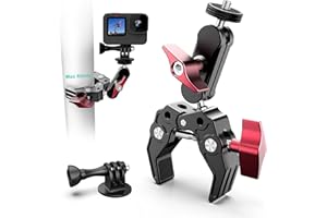 UNSTINCER Super Clamp for 21~60mm Pole,Aluminum Action Camera Mount with 1/4" and 3/8" Interface, Bracket fits GoPro Insta360 DJI Akaso Holder Stand for UTV ATV Motorcycle Bike Tripod