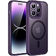 JETech Magnetic Case for iPhone 14 Pro Max 6.7-Inch Compatible with MagSafe, Translucent Matte Back Slim Shockproof Phone Cover (Deep Purple)