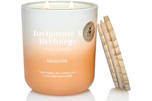 ‎M&SENSE M&SENSE Świeca zapachowa z 2 knotami (400 g, 80 h) – naturalna świeca do aromaterapii z wosku sojowego do łazienki i sypialni – prezent leczniczy