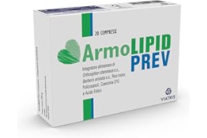 Armolipid Prev integratore alimentare di Orthosiphon stamineus e.s., Berberis Aristata e.s., Riso rosso, Policosanoli, Coenzima Q10 e Acido Folico, confezione da 20 compresse