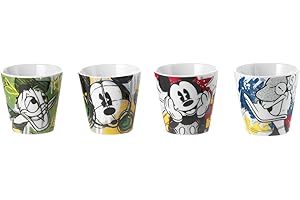 Disney - PWM83/4P - Lot de 4 Petits Verres à café Motif Mickey et Minnie