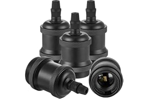 Vecys 5 Pezzi Portalampada E27 Vintage Bronzo Adattatore Edison Retro Portalampada Adattatore per Lampadine Vintage Lampada a Sospensione（Nero）