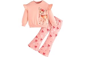 Pilipulu Ensembles Fille Sweatshirt Legging en Coton 2 Pièces Vêtements Mode pour Fille Pull 2-7 ans
