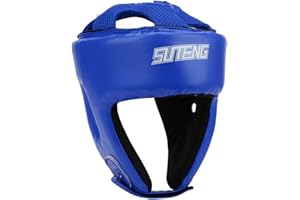 DAMOHONY Boxhelm, PU-Leder, verstellbarer Kopfschutz, Sanda, Kickboxen, Training, Verteidigung