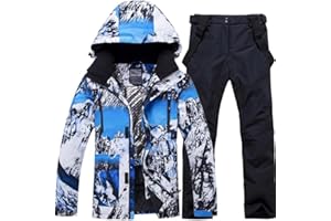 HOTIAN Giacca da sci da Uomo e pantaloni Set, Giacca invernale Donna Calda,Pantaloni Da Sciimpermeabili E Cappotto,per Il Lavoro All'aperto Sci Pesca Equitazione Moto