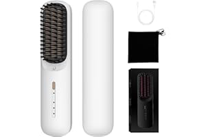 ATOPSKINS 3 en 1 Brosse Chauffante Lissante,Brosse Lissante pour Cheveux Sans Fil,Mini Lisseur Sans Fil Portable pour Voyage Brosse Chauffante,Peigne Chauffant Brosse Lissante Rechargeable par USB,Anti-Brûlure