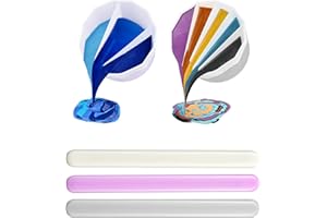 NETONDA 2 Stück Acrylic Pouring Zubehör, 3/5 Mulden Geteilte Becher Epoxidharz Zubehör Set DIY für Ausgießen von Acrylfarben Farbgießbecher Silikongießbecher Flüssigkeit Kunst mit 3 Silikon-Rührstäbchen