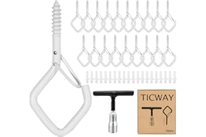 Ticway 20 Pcs Screw in Hooks with Safety Buckle - White Metal Ceiling Hooks,Outdoor Garden Hooks - Hooks for Hanging Plants, Cup, Fairy Light, Birdcage, Christmas Decor, Wind Chimes (White)