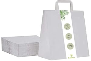 DeinPack Lot de 250 sacs en papier respectueux de l'environnement - Sacs cadeaux biodégradables et compostables - 32 x 22 x 25 cm
