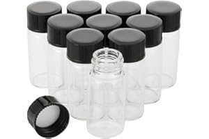 SWHSTORE 5ml Glass Clear Sample Bottles Screw Cap Lab Vials Supply Liquid Collection Container for Essential Oils Plastic Cap - Pack of 10