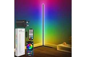 GCCATE Corner Floor Lamp, 165cm Smart RGB LED Floor Lamp with App Remote Control, Music Sync, DIY Mode, Timer, 16 Million Colour Changing Standing Lamp, Dimmable Modern Mood Lighting for Living Room, Bedroom