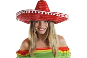 I LOVE FANCY DRESS LTD Sombrero Rojo con PONPONS Blancos para Adultos Fiestas TEMATICAS O 5 DE Mayo (1 Unidad)