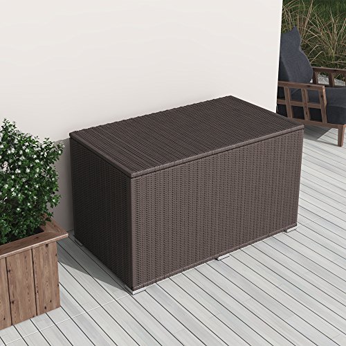 XXL Kissenbox wasserdicht Polyrattan 950L Braun Auflagenbox Gartenbox Gartentruhe Aufbewahrungsbox - 3