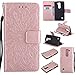 Produktbild Lonchee LG Spirit 4G LTE H440N C70 Leder Wallet Tasche Brieftasche Schutzhülle , Sonnenblumen geprägten Muster Design Hochwertige PU Leder Folio Tasche Case Hülle im Bookstyle mit Standfunktion Kredit Kartenfächer (Rose Gold)