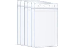 Uniclife Porte Badge Vertical Etui Transparent Etanche pour Carte de Visite Porte Carte Navigo Robuste avec Fermeture Éclair Refermable pour Étudiants Cartes d'identité et Cartes de Crédit, 6 Paquets