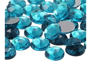 ALLSTARCO 15mm Flat Back Round Acrylic Rhinestones Plastic Gems for Jewelry Making Costume Jewels Cosplay Embelishments - 40 Pieces (Blue Aqua .QR)