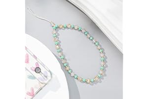 PTNKUIIY Böhmische Anti-Verlorene Handy Lanyard,Bunte Perle Telefon Lanyard Handykette Handschlaufe Universale Telefonkette Handy Charm Handyhülle Anhänger Dekoration Zubehör Handyanhänger für Damen,Grün