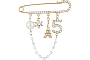 Yolev Numero 5 Spilla con Strass Spilla Vintage in Cristallo di Perle Finte per Abbigliamento da Donna Accessori per Cappelli e Zaini
