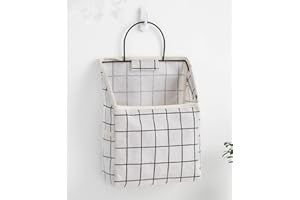 HOMEYUSER Bedside Storage Pocket Hanging Storage Bed Pockets Organizer Sofa Pocket for Organizing Tablet Pad Magazine Books Phone Chargers and More Gadget (white-lattice)