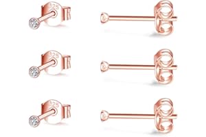 CERSLIMO Ohrstecker Gold Set Ohrringe 14K Vergoldet Rund Zirkonia Ball Creolen Rosegold Schmuck Geschke für Damen Mädchen Frauen Männer