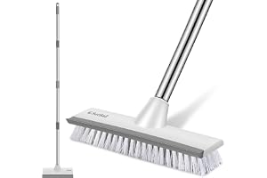 Setsail Floor Scrub Brush with 51-Inch Long Adjustable Handle 2 in 1 Scrape Brush Stiff Bristle Floor Scrubber for Cleaning Shower Bathroom Garage Kitchen Wall Deck Tub Tile