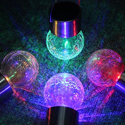 NEWNEN Upgraded Solar Outdoor Spotlights Waterproof Crackle Glass Hanging Lights Solar Garden Lights for Outdoor/Path/Stairs/Courtyard/Terrace/Garden/Park Pack of 4