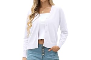 GRECERELLE Women's Lightweight Knit V-Neck Cardigan Jumper Casual Soft Long Sleeve Buttons Down Jumpers Tops for Dress Summer Evening Wedding