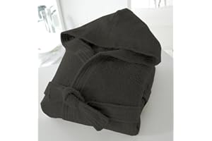 F4D Dressing Gown 100% Cotton 500 Gsm Terry Towelling Robe, Hooded Bath Robes for Men soft Luxury Dressing Gowns for Women UK_Silver_Small/Medium Mens Hoodies & Ladies Dressing Gowns