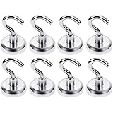 ZFYQ Magnetic Hooks, 25mm Ultra Powerful Magnets 44lbs Hooks, Great for Fridge, Office and Kitchen, Pack of 8