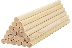 HOSSIAN Pack de 20 Palitos de Madera Redondos - Madera de Bambú Natural - Proyectos de manualidades - Varillas de Bambú (30cm*6mm)
