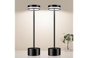 CheDux 2PCS Lampe de table sans fil, 4000mAh lampe de bureau LED rechargeable, 3 modes de couleur lampe de chevet tactile, lampe sans fil pour camping, exterieur, terrasse, chambre,restaurant