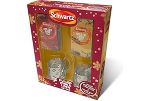 ICMINDS GIFTS Schwartz Hot Spice Coffret cadeau avec 1 vin chaud, 1 cidre chaud et 2 verres 27 x 21 x 8 cm