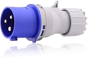 ‎INTRATEC 100% SHOPPING Intratec CEE Starkstrom Stecker 32A, 3-polig – Industriestecker für Innen- und Außenbereich, Einspeisesteckdose IP44, 230 V, SB, RoHS, Reach, Blau/Grau