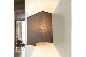 Licht-Erlebnisse Applique per interni Alice rettangolare stile moderno design loft paralume stoffa marrone scuro E27 per camera da letto soggiorno corridoio