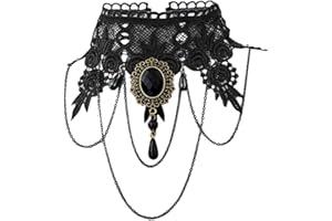 Aabellay Gothic Black Lace Necklace Steampunk Vampire Choker Punk Victorian Costume Party Retro Vintage Wedding Party Prom Festival Halloween Jewelry for Women Girls- Y120