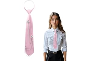 Kinretixia Cravate Rose Longue pour Femmes et Filles - Uniforme JK Étroite Ajustable pour Cérémonies de Remise de Diplômes, Affaires