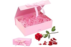 KERANEET Geschenkverpackung Box 21 * 17 * 7cm Magnetische Geschenkbox Geschenkbox mit Deckel Rosa Geschenk Box Geburtstag für Hochzeiten Geburtstage Jubiläen - Rosa